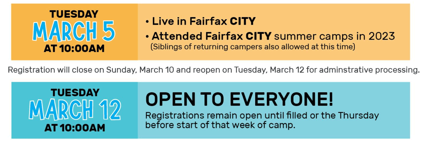Fairfax City Skate Camps Registration Dates